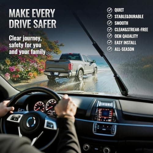VENRAIN Wiper Blades, OEM Quality, Premium All-Season PTFE Rubber, Quiet & Streak-Free, J-Hook, Automotive Replacement Windshield Wiper Blades (24"+18" Pair for Front Windshield) - Thumbnail 2