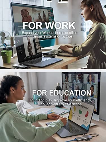 Hiearcool USB C Hub Ethernet 8-in-1, 4K@60Hz USB-C to HDMI Multiport Adapter with 1Gbps RJ45, 100W PD, 3 USB 3.0, SD/TF, Compatible for MacBook Pro/Air, Dell, Lenovo Laptops - Thumbnail 6