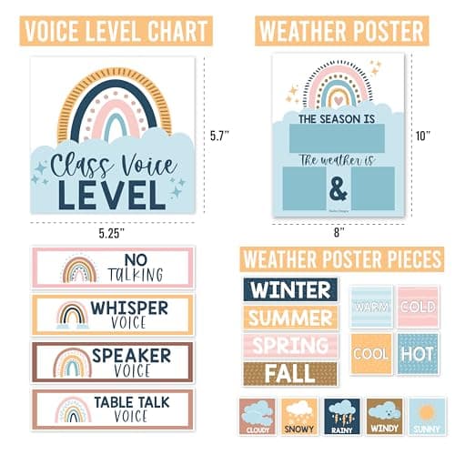 Hadley Designs Classroom Calendar Set Bulletin Board Decorations - Boho School Calendar for Classroom Decor, Kindergarten Preschool Elementary Teacher Must Haves, Homeschool & Daycare Essentials - Thumbnail 5