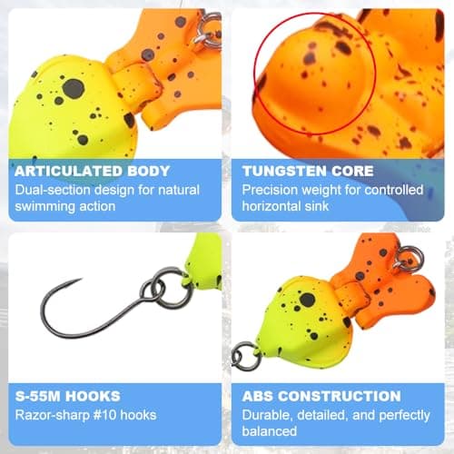MSIZNX Trout Fishing Lures Kit - 5PCS Micro Finesse Lure Set - Tungsten Weighted Slow Sinking Glide Baits for Bass Panfish Crappie - All Water Column Freshwater Fishing Bait for Lake & River - Thumbnail 3