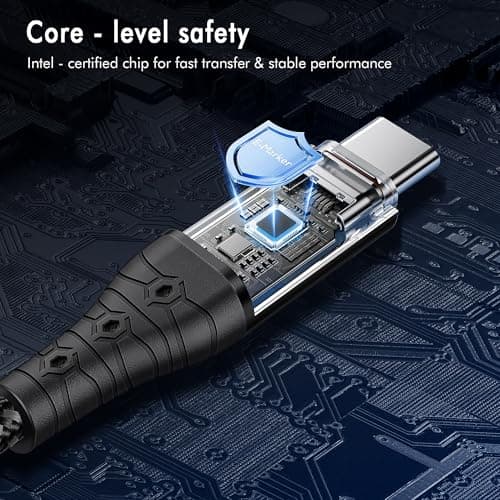 OCEEK Thunderbolt 5 Cable 3.3ft USB 4,High Speed USB-C Up to 120Gbps Bandwidth,240W PD3.1 Fast Charging,80Gbps Data Transfer,Compatible for Ultra MacBook Pro iPhone 17/16/15 Mac mini M4,16K Display - Thumbnail 6