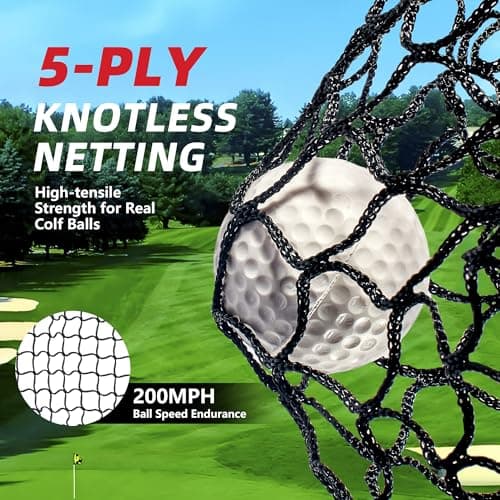 10x7ft Golf Practice Net with Chipping Target, Foldable Mat, 8 Tees & 6 Balls – All-in-One Golf Hitting Net for Backyard, Indoor Outdoor Use, Includes Carry Bag for Easy Storage - Thumbnail 4