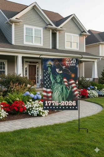 USA 250th Anniversary Garden Flags,America Garden Flags For Outside,12x18'',Double Sided Flag For Outdoor Garden Decor (Liberty) - Thumbnail 2