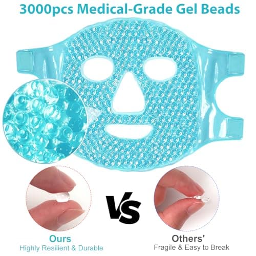 BeeVines Ice Face Mask, Cooling Gel Pack for Puffy Eyes, Cold & Hot Reusable Compress, Frozen Eye Packs Masks for Women for Dark Circles, Puffiness & Allergies (One Pack Blue) - Thumbnail 6