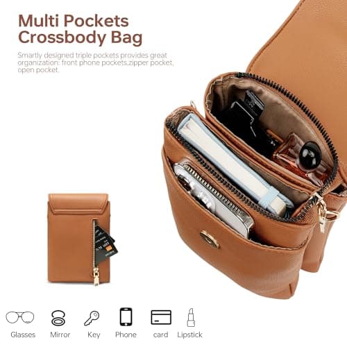 Kiss Sea Crossbody Phone Purse Small Crossbody Bag for Women with Adjustable Strap RFID Blocking Credit Card Slots Yellow - Thumbnail 4