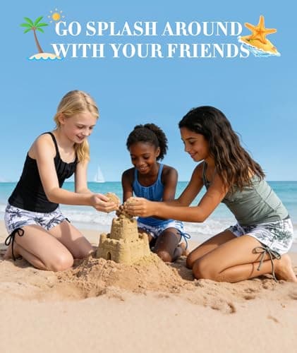 MFAVIP Girls Swimsuit 2-Piece Tankini Bathing Suits with Printed Drawstring Shorts, Swimwear Set for Ages 7-16 - Thumbnail 4