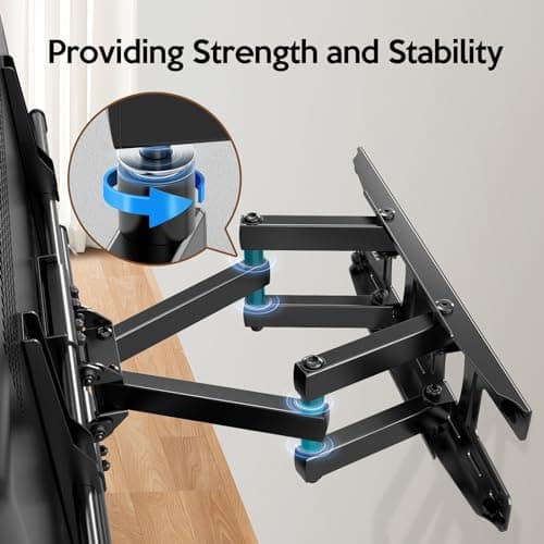 C-MOUNTS Full Motion TV Wall Mount Bracket Dual Articulating Arms Swivels Tilts Rotation for Most 37-75 Inch Flat Curved TVs,Holds up to 110lbs, Max VESA 600x400mm,Fits up to 16" Studs - Thumbnail 4