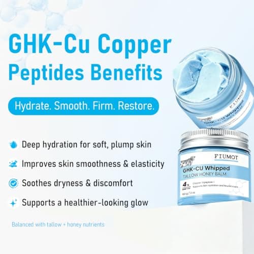 FIUMOT GHK-Cu Copper Peptides Cream– Whipped Tallow and Honey Balm Beef Tallow for Skin, Face & Body Butter Cream, Deep Hydration & Barrier Support Moisturizer 2 oz - Thumbnail 2