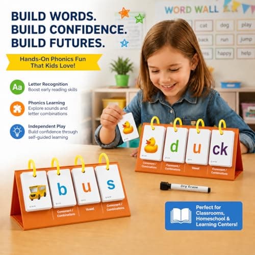 Alened Phonics Flash Cards for Kids 3-8, Sight Words Flash Cards for Kindergarten 1st 2nd 3rd Grade, CVC CVCC CCVC Word Builder, Homeschool & Classroom Phonics Learning Supplies - Thumbnail 2