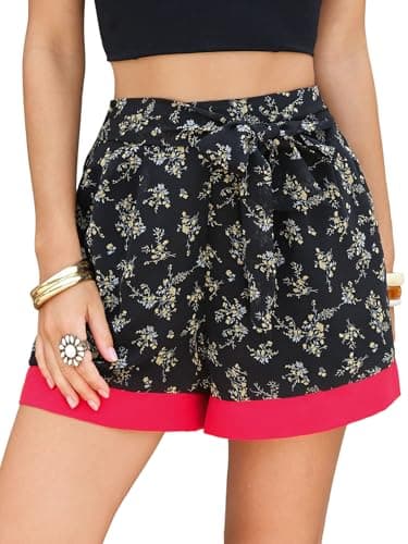 EXLURA Womens High Waist Boho Shorts Zebra Print Color Block Tie Knot Summer Beach Vacation Flowy Shorts with Pockets 2026 - Thumbnail 6