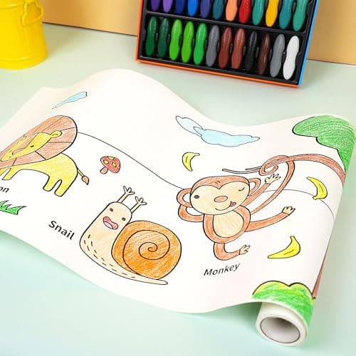 YPLUS Children Drawing Roll, Coloring Paper Roll for Kids, 120 x 11.8 Inch Sticky DIY Painting Drawing Paper Rolls for Toddler, Kids' Gift, Party Activities, Wall Coloring Paper Stickers - Animal - Thumbnail 2