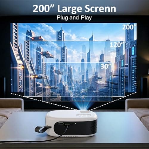 Mini Projector, Portable Projector for iPhone [1080P Full HD Support], 260ASIN Portable Movie Projector with Stable Tripod, 200" Display Home Theater for Bedroom, Outdoor Movie Night, TV Stick/HDMI - Thumbnail 6