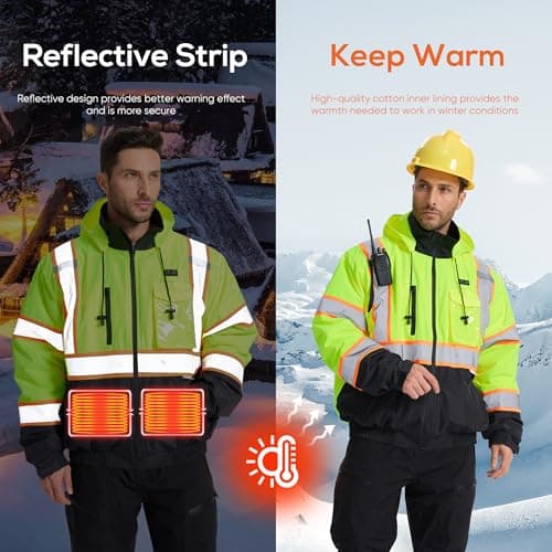 SRsafety Safety Heated Jacket,Waterproof Safety Jacket for Men with Pockets, Reflective High Visibility Safety Heated Jackets - Thumbnail 6