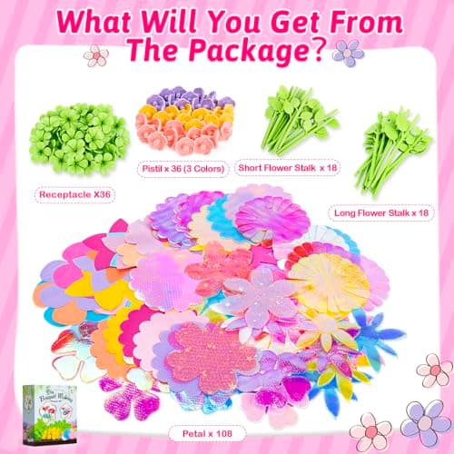 Osllate Upgraded Flower Bouquet Accessories Set for Making 36 Flowers, DIY Arts & Crafts Toy Accessories Flowers Making Toy Kit - Thumbnail 3