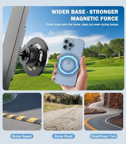 Magnetic Golf Cart Phone Holder, All-Metal Phone Mount Compatible with MagSafe iPhone 12-17, 360° Rotation Golf Accessories for EZGO Club Car Yamaha, Gym & Desk Phone Stand, Gift for Men Golfers - Thumbnail 2