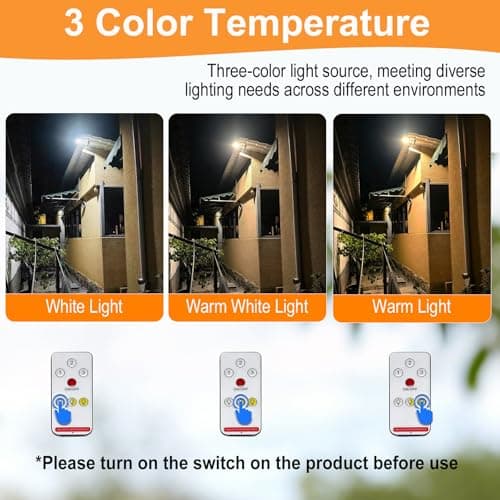 BORUIT Clip On Solar Lights Outdoor, 3 Color Temperature,111 LEDs Solar Powered Fence Light with Motion Sensor, USB C Rechargeable, Security Light with Remote for Outside Wall Gutter Garage Yard - Thumbnail 2