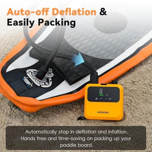 AIRBANK Mini Paddle Board Pump Pulse Pro, Small Rechargeable SUP Pump Electric Portable, Brushless Motor, MAX 20PSI, Fast Inflation Air Pump for Kayak, Inflatables, Boats, Tent, Kite Wings (Orange) - Thumbnail 6