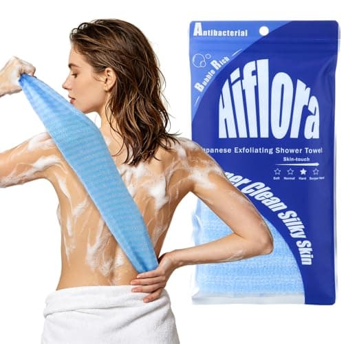 Back Scrubber for Shower and Dead Skin Removal, Exfoliating Body Scrubber for Smooth Skin Japan Washcloth for Shower & Bath, Versatile Body Scrub Towel, Ideal for Skincare, Deep Exfoliation Blue - Image 1