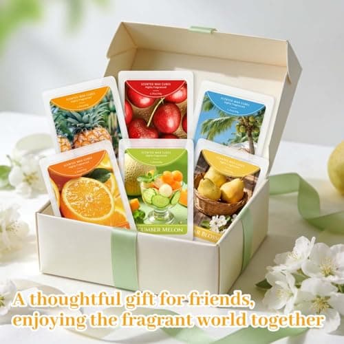 STRN Wax Melts, Soy Wax Cubes 6 Scents Cucumber Melon, Coconut Beach, Pear Blossom, Energizing Citrus, Spring and Summer Scented Long-Lasting Home Fragrance for Wax Warmers, Yoga, 1.25 OZ * 6 Packs - Thumbnail 6