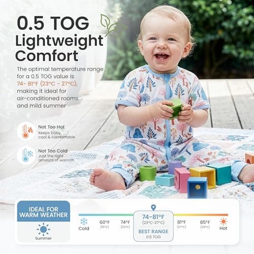 i-baby Outlast® Toddler Sleep Sack with Legs, 0.5 TOG Lightweight Muslin Baby Wearable Blanket, Walker Sleeping Sack with Outlast Temperature Regulation, Sleeping Bag with 2-Way Zipper 1-2T - Thumbnail 5