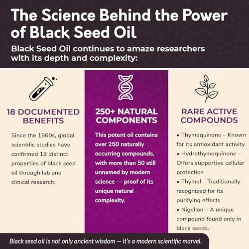 BioNatal Ethiopian Black Seed Oil – Cold Pressed Nigella Sativa Producing Black Cumin Seed Oil, Unrefined & Non-Filtered, High TQ Up to 4.64% – Supports Immune System, Digestion & Joints 16oz Glass - Thumbnail 6
