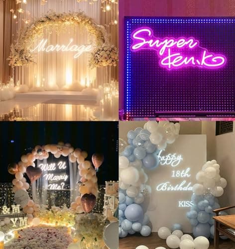 Personalized Custom Neon Sign - Handmade Acrylic Dimmable Wall Decor for Bedroom, Wedding & Birthday Party, Remote Control Brightness Adjustable Glowing Sign, Gift for Kids/Anniversaries - Thumbnail 4
