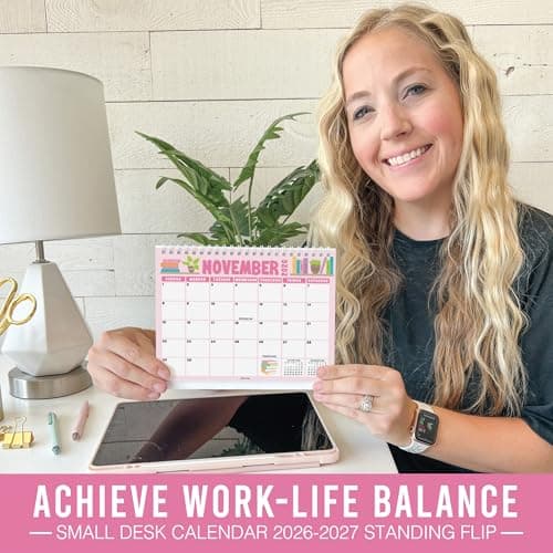 Small Desk Calendar 2026-18-Month 2026 Desk Calendar Small for Home, Office & Classroom, Standing Flip Desks Calendars 2026-2027, Gifts for Coworkers, Teachers & Students - Thumbnail 2