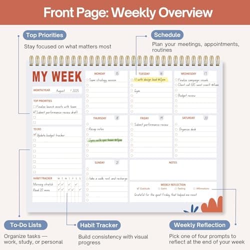 Weekly Planner Notepad 8.5x11 Inches – 52 Weeks Undated Dashboard Desk Pad for To-Do List, Schedule & Notes – Productivity Planner for Work, School, Home & Busy Professionals (Colorful Smiles) - Thumbnail 3