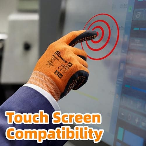 Schwer 3 Pairs Safety Work Gloves Micro-Foam Nitrile Coated, Level 4 Abrasion Resistant Nylon Working Gloves with Micro Dot Grip, Touchscreen, Used for General Use, Gardening, Mechanic, LT5619, L - Thumbnail 6