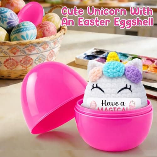 Funny Unicorn Easter Gifts for Kids Easter Basket Stuffers for Teens Girls, Easter Egg Fillers for Her Daughter Sister Friends Women Handmade Positive Crochet Animals Emotional Unicorn Support Present - Thumbnail 5