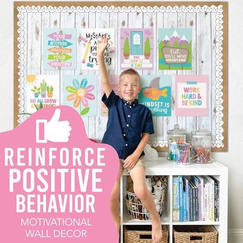 Hadley Designs Motivational Poster for Classroom Decor - 9 Growth Mindset Classroom Posters Elementary, Inspirational Wall Decor Middle School, Teacher Must Haves, Pastel Bulletin Board Decorations - Thumbnail 2