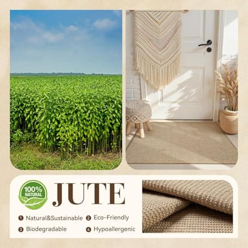 Jute Front Door Mat Indoor Entrance Indoor Door Mat Rugs for Entryway Entry Entrance Mats Inside Doormat Welcome Mats Boho 17"x42" - Thumbnail 2