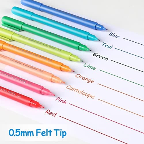 AECHY Curve highlighter pens for Note Taking, Dual Tip Pens with 6 Different Curve Shapes & 8 Colors Fine Lines, Colored Curve Flair Pen Set for Kids Journaling Scrapbook Note Taking Supplies(Rainbow) - Thumbnail 4