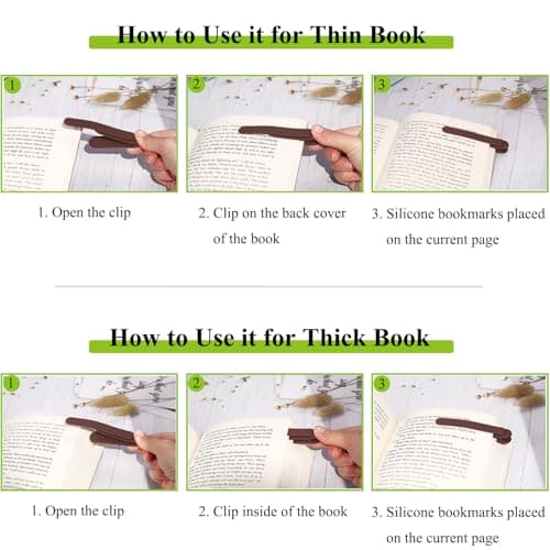 3Pcs Bookmark Book Marks, Silicone Book Marks for Reading Women Men Kids Book Lovers, Automatic Book Mark Smart Book Marker Clip Page Holder Reading Accessories School Supplies Gifts for Students - Thumbnail 6