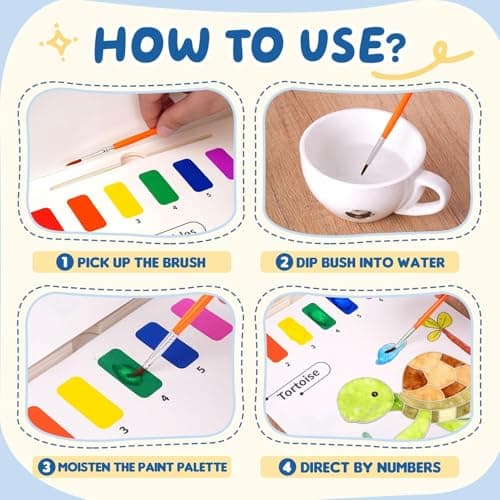 YPLUS Paint with Water Books for Toddlers, Art Craft Toys Watercolor Painting Pape, Gift for Kids Ages 1-3, 2-4, 4-6, Drawing with Brush - Animals - Thumbnail 3