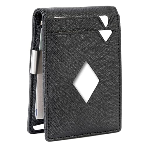 LIULIHUA Bifold Slim Men Wallet Genuine Leather Thin, Fit 6-8 Cards, Several Cash (Fold Once), Small Vertical RFID Blocking Wallets for Men -Black democratic wallet for men semorid wallet for men - Image 1
