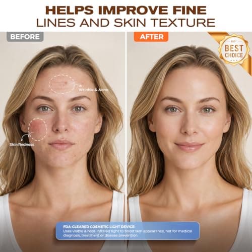 Avvnee FDA-Cleared Red Light Therapy Mask for Face, Red Light Mask for Anti-Fine Lines, Acne & Wrinkles, 4 Modes with 850nm NIR, Red, Blue & Amber LED Face Mask Light Therapy for Glowing Skin - Thumbnail 3