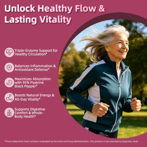 Blltzzz Nattokinase Supplement 12,000 FU - Systemic Enzymes Complex with Serrapeptase Lumbrokinase & CoQ10 - Supports Cardiovascular Health, Blood Flow & Circulation - 120 Non-GMO Vegetarian Capsules - Thumbnail 3