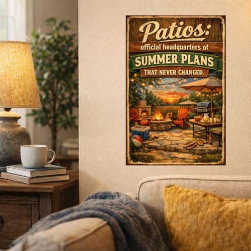 Patios Official Headquarters Of Summer Plans That Never Changed Vintage Metal Tin Sign Outdoor Wall Decor Backyard Fire Pit Grill Patio Humor Art Plaque For Bar Garden Pool Man Cave Gift 8x12 Inch - Thumbnail 4