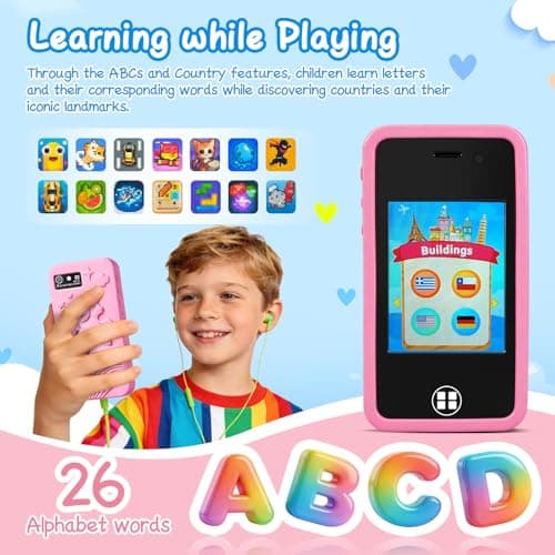 Kids Smart Phone Toy with 16GB SD Card & Drop-proof Silicon Case – 3.0” Touchscreen, Dual Camera, MP3 & 14 Educational Games – Parental Control & Habit Tracker – Christmas Birthday Gift for Boys Girls - Thumbnail 4