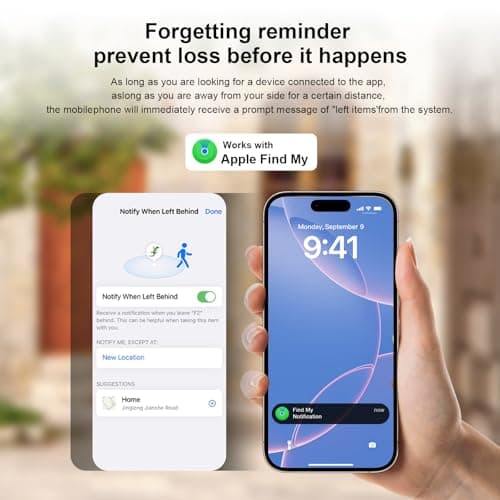 Two-Pack Key Finder with Sound Waterproof Locator, Compatible with Apple Find My (iOS only) pet Tracker, Anti-Lost Device, Luggage, Set up with iPhone or iPad with just one Click - Thumbnail 4