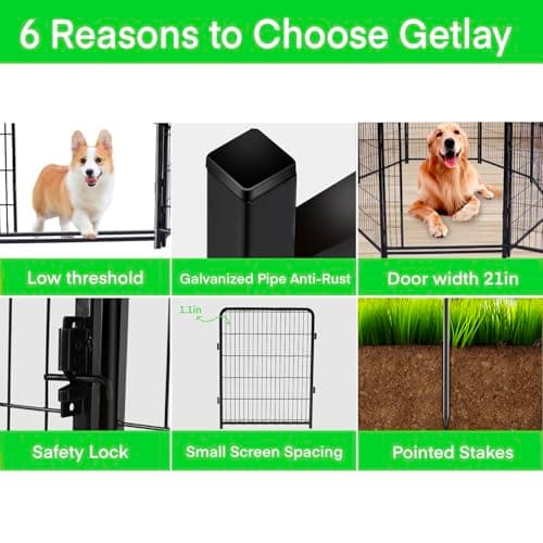 GETLAY 48in(H) Tall Garden Fencing No Door, 12 Panels 26.7 Ft(L) Total Metal Barrier, Dog Fence Outdoor for Yard, Fences for Garden Beds, Fencing Border - Thumbnail 3