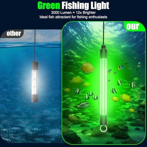 Underwater Fishing Light Compatible for Dewalt 20V/60V Battery, 3000 Lumens Green Fishing Light, IP68 Waterproof Fish Attractor for Boats, Docks, Kayaks (Battery Not Included) - Thumbnail 3