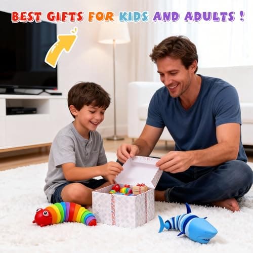 TIANTAIYUE Fidget Slug Toys, Sensory Slug Fidget Toy for Kids and Adults, 2Pcs Rainbow Worm Stress Relief Toy, Child-Friendly, Anti-Anxiety Autism Sensory Toy, Essential Travel Toys for Toddlers - Thumbnail 2