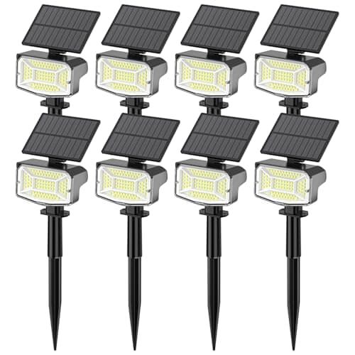 Large Solar Spot Lights Outdoor Waterproof IP67, 1000 Lumens High Brightness, 92 LEDs Solar Spotlight with 3 Lighting Modes, Dusk to Dawn Solar Landscape Lights for Yard, Garden (Cool White)- 8 Pack - Image 1