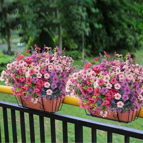 trytuny Artificial Flowers for Outdoor, UV Resistant Realistic Fake Flowers and Faux Plants for Indoor Outdoor, Garden Patio Porch Window Box Decor All Year (12pcs - Mixed Color) - Thumbnail 5