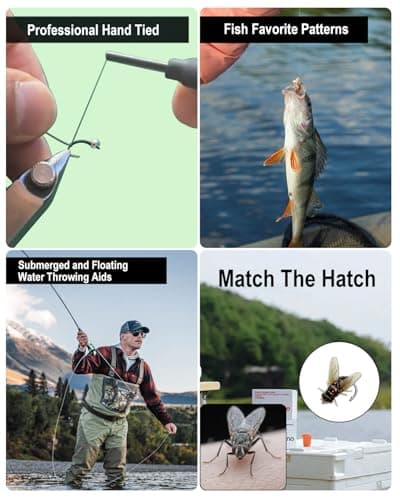 Hand Tied Fly Fishing Flies Assortment Kits, 36PCS Flies & Floating, Submersible Throwing Aid. Dry, Wet, Popper, Streamers, Wooly Buggers, Terrestrials | Trout, Bass Lure Set - Thumbnail 3