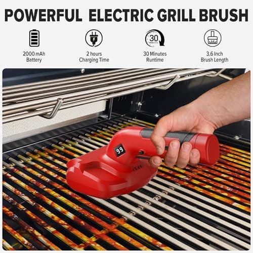 Electric Grill Brush and Ice Scraper Brush, BBQ Grill Brush for Outdoor Grill with LED Light, Rechargeable Bristle Stainless Steel Grill Cleaning Brush - Thumbnail 5