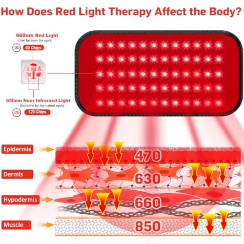 Red Light Therapy for Body, 660nm 850nm Infrared Light Therapy Pad, Wearable Wrap with Timer Remote Control for Back Shoulder Waist Knee, Infrared Light Device Home Use, 12.4'' x 5.7'' Large Area - Thumbnail 2