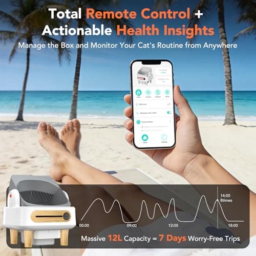 RPZ Automatic Cat Litter Box Self Cleaning, Robot Litter Box for Multiple Large Cats, Open Top Auto App Control Ultra-Quiet, Durable, Keep Home Freshness, Wood Grain - Thumbnail 6